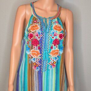 Savanna Jane Women's Round Neckline, Sleeveless BOHO Blouse, Size L